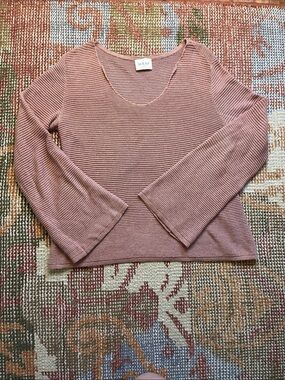 Wrap London Organic Cotton Sweater Size 4 Dusty Pink Knit Distinctive Neckline